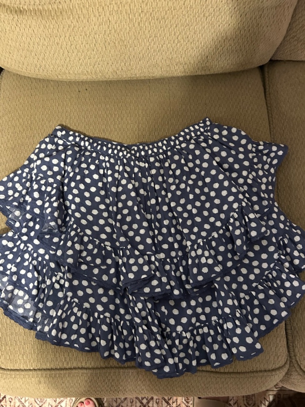 aerie Navy and White Polka Dot Skirt